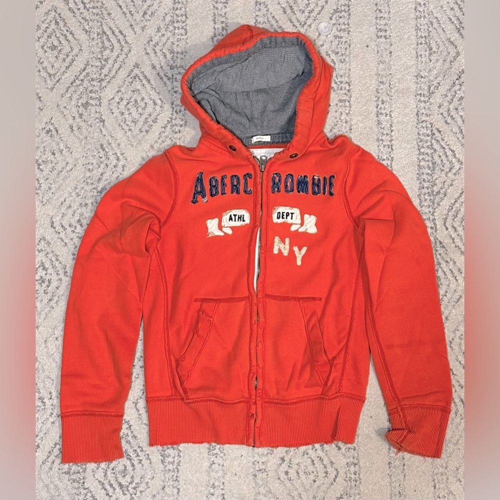 🔥VINTAGE🔥 Abercrombie & Fitch Zip-Up Muscle Pink-Red Sweater | Sz Small Men’s